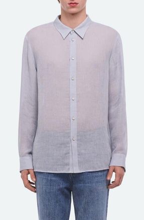 Helmut Lang Relaxed Fit Linen Gauze Button-Up Shirt in Pacific at Nordstrom, Size Medium