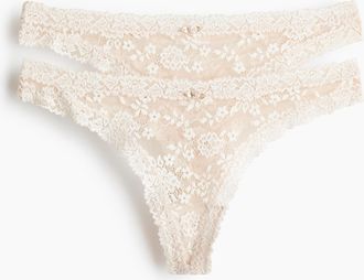 H&M 2er-Pack Tangas aus Spitze - Hellbeige/Weiss