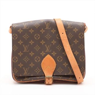 Louis Vuitton Brown Leather Coated Canvas Shoulder Bag Tote Bag (Pre-Owned)