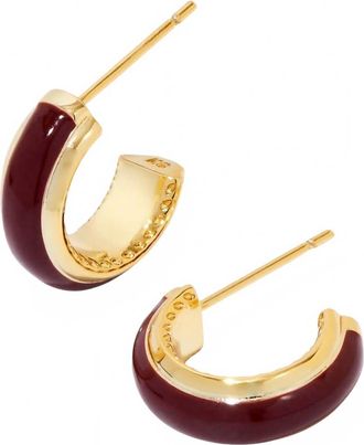 Kendra Scott Womens Ainsley Huggie Earrings In Gold Burgundy Enamel