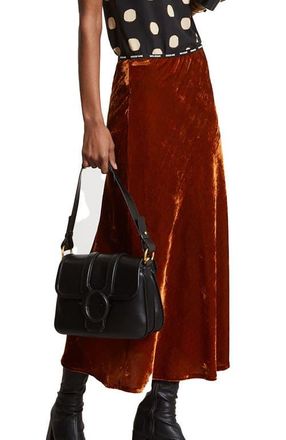 ottod'Ame Soft Velvet Midi Skirt in Brown at Nordstrom, Size 46 It