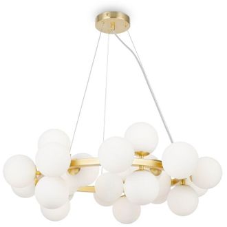 Maytoni Lampadario Contemporaneo Dallas Metallo Oro 25 Luci Diffusori Bianco Opaco