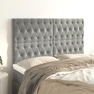 vidaXL Cabeceros 4 Unidades De Terciopelo Gris Claro 80x7x78/88 Cm Vidaxl