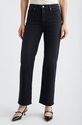 Paige Stevie High Waist Straight Leg Jeans in Dark Abyss at Nordstrom, Size 28