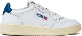 Autry White Mallard Blue Medalist Low Leather Sneakers