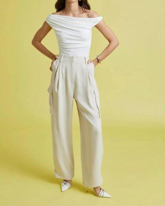 Astr Denison High Waisted Cargo Pants In Bone