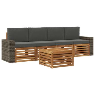 vidaXL Conjunto De Sof&aacute;s De Exterior 5 Pcs Natural Y Antracita Vidaxl