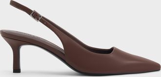 Charles & Keith Pointed-Toe Kitten-Heel Slingback Pumps