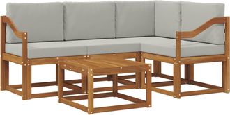 vidaXL Conjunto De Sof&aacute;s De Exterior 5 Uds. Natural Y Gris Claro Vidaxl