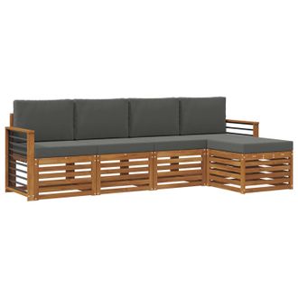 vidaXL Conjunto De Sof&aacute;s De Exterior 5 Pcs Natural Y Antracita Vidaxl