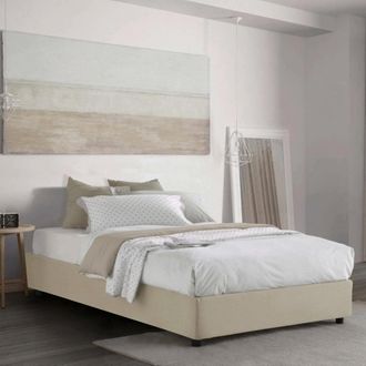 Dmora Dmora - Cama De Plaza Y Media Ddibar, Cama Contenedor Con Revestimiento De Tela, 100% Made In Italy, Apertura Lateral, Con Colch&oacute;n Cm 120x190 Incluido