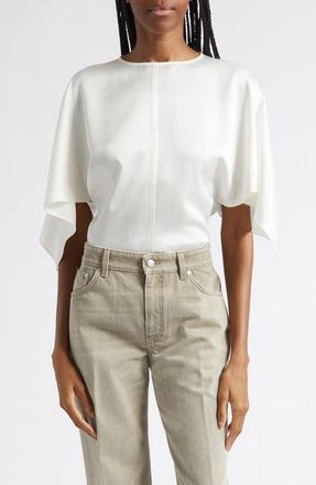 Stella McCartney Handkerchief Sleeve Satin Top in Cream at Nordstrom, Size 40
