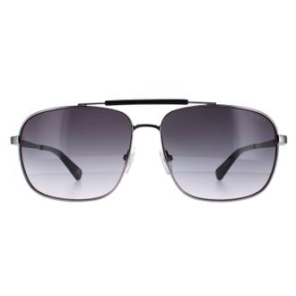 Guess GU5210 08B glanzend gunmetal smoke gradient zonnebril