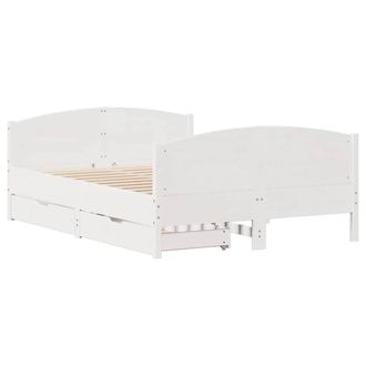 Berkfield Home Full Bed Frame Frame White 120x190 cm Small Double Solid Wood Pine