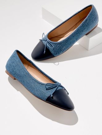 Talbots Ansly Denim Nappa Ballet Flats - Blue/Indigo - 7 1/2 M Talbots