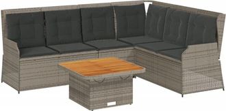 vidaXL Set De Muebles De Jard&iacute;n 5 Pzas Y Cojines Rat&aacute;n Sint&eacute;tico Gris Vidaxl