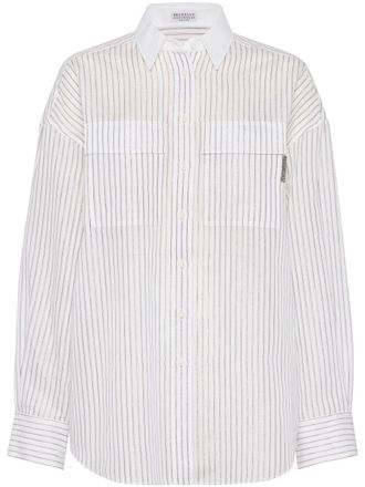 Brunello Cucinelli Camicia a righe - Bianco