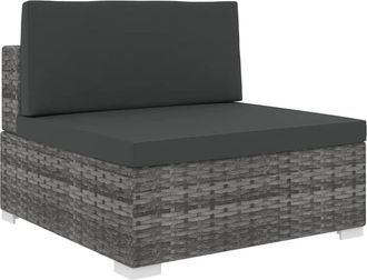vidaXL Sof&aacute; Modular Central Con Cojines Rat&aacute;n Sint&eacute;tico Gris Vidaxl