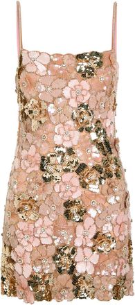 LoveShackFancy Loveshackfancy Aleria Floral Sequin-embellished Tulle Mini Dress - Rose - 0 (UK4 / Xxs)