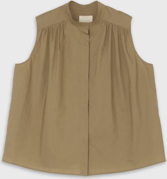 The Loom Womens Gathered Yoke Shirt In Beige