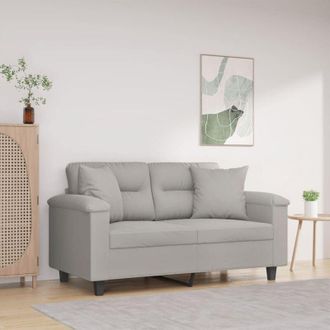 vidaXL Vidaxl - Divano 2 Posti Cuscini Grigio Chiaro 120 cm Tessuto Microfibra