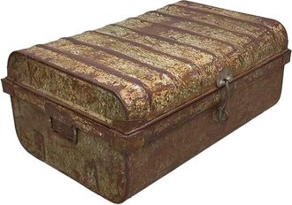 Wanderlust Deco Maleta De Metal Acabado Artesanal Marr&oacute;n 67x37x25h Cm