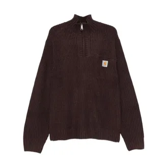 Carhartt Work in Progress Carhartt Wip, Turtlenecks, male, Brown, Size: XL Detroit Half Zip Sweater