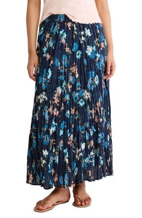 Nic+Zoe Floral Cotton Crinkle Maxi Skirt in Indigo Multi at Nordstrom, Size Xx-Large