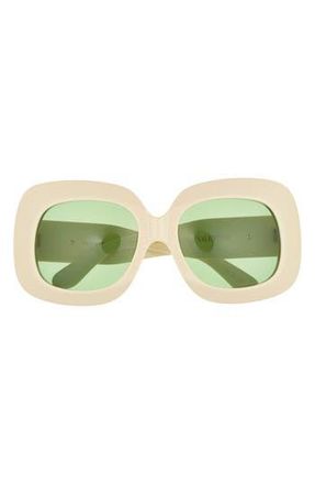Valentino 50mm Polarized Square Sunglasses in Ivory/Green at Nordstrom Rack