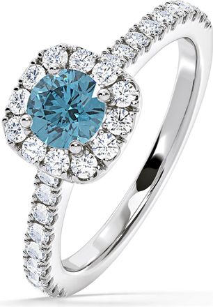 The Diamond Store Elizabeth Blue Lab Diamond 1.00ct Halo Ring in Platinum - Elara Collection
