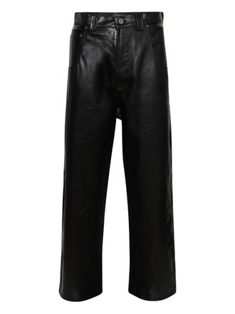 VETEMENTS leather wide-leg trousers - men - Calf Leather - S - Black
