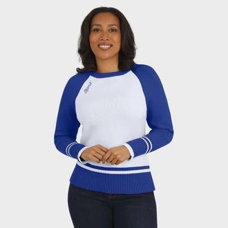 WEAR by Erin Andrews Womens WEAR by Erin Andrews White/Royal Los Angeles Rams Colorblock Raglan Sweater at Nordstrom, Size Xx-Large