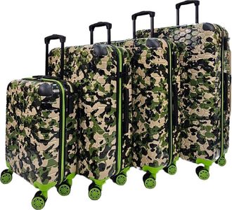 Infinity Leather Unisex Hardshell Green Cabin Robust 8 Wheel ABS Luggage Suitcase Set - One Size