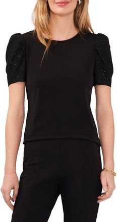 Chaus Eyelet Sleeve Knit Top in Black at Nordstrom, Size X-Small