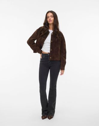 Vero Moda giacca in camoscio marrone cioccolato