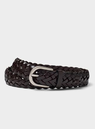 Le 31 Mens Rounded-buckle braided leather belt
