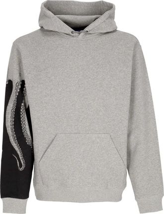 Octopus Lichtgrijze herenhoodie met octopusontwerp - Heren - Hoodies - Grijs - XL - Katoen - Hoodies & sweatvesten