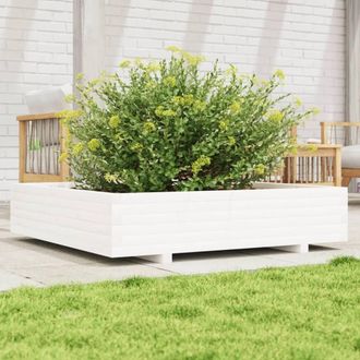 Berkfield Home Decorative Garden Planter White 110x110x26.5 cm Solid Wood Pine