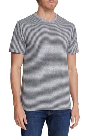 AG - Adriano Goldschmied Bryce Stripe Crewneck Cotton T-Shirt in Heather Grey/True Black at Nordstrom, Size X-Large