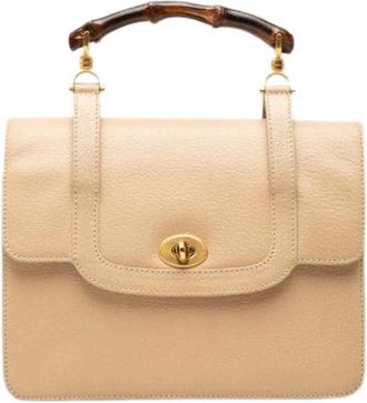 Gucci Pre-owned Satchel - Dames - Vintage Handtas - Beige - ONE Size - Leer - Vintage