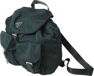 Prada Green Nylon Leather Backpack (Pre-Owned)