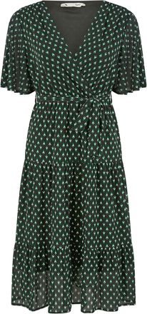 Yumi Black Dot Print Mesh Stretch Midi Skater Dress 20 Black