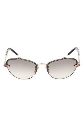 Christian Louboutin 59mm Gradient Geometric Sunglasses in Gold /Gradient Crystal Smoke at Nordstrom