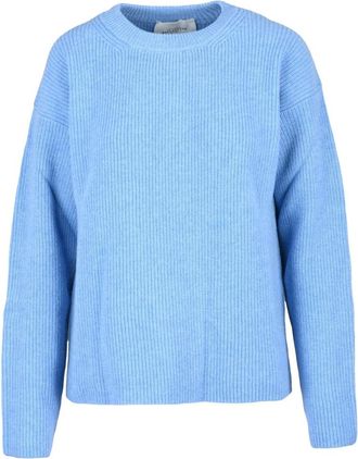 Ballantyne Gebreide Trui van Wollen Mix - Dames - Ronde hals truien - Blauw - M - Wol - Truien & Vesten