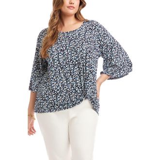 Karen Kane Heart Print Flare Sleeve Pick-Up Top at Nordstrom, Size 3 X