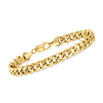 Ross-Simons Mens 7.8mm Miami Cuban Link Bracelet in 14kt Yellow Gold