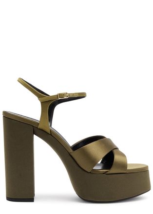Saint Laurent Bianca 125 Satin Platform Sandals - Brown - 36 (IT36 / UK3)