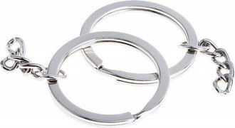 Trade Shop Trade Shop - Set 30 Anelli Anello Spirale Con Catena Porta Chiavi Spaccati 30mm In Acciaio