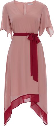 Gina Bacconi Womens Valia Hankerchief Dress With Tie - Pink - Size 16 UK