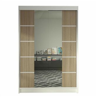 Mirjan24 Mobilier1 - Armario Closico 151, Blanco + Roble Sonoma, 200x120x58cm, Puertas De Armario: Correderas, N&uacute;mero De Estantes: 0